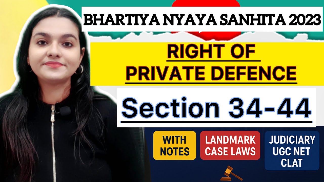 Right of Private Defence Sections 34–44 BNS 2023 Complete Explanation Bhartiya Nyaya Sanhita Lecture