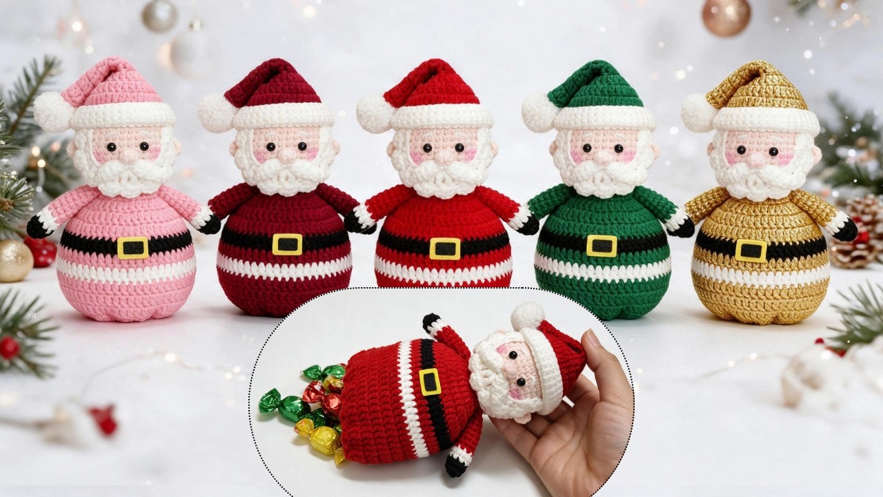 🎅Crochet Santa Claus Candy Bag | Christmas Gift Bag Tutorial