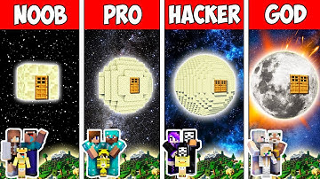 Minecraft NOOB vs PRO vs HACKER vs GOD : FAMILY BLOCK MOON HOUSE in Minecraft Animation