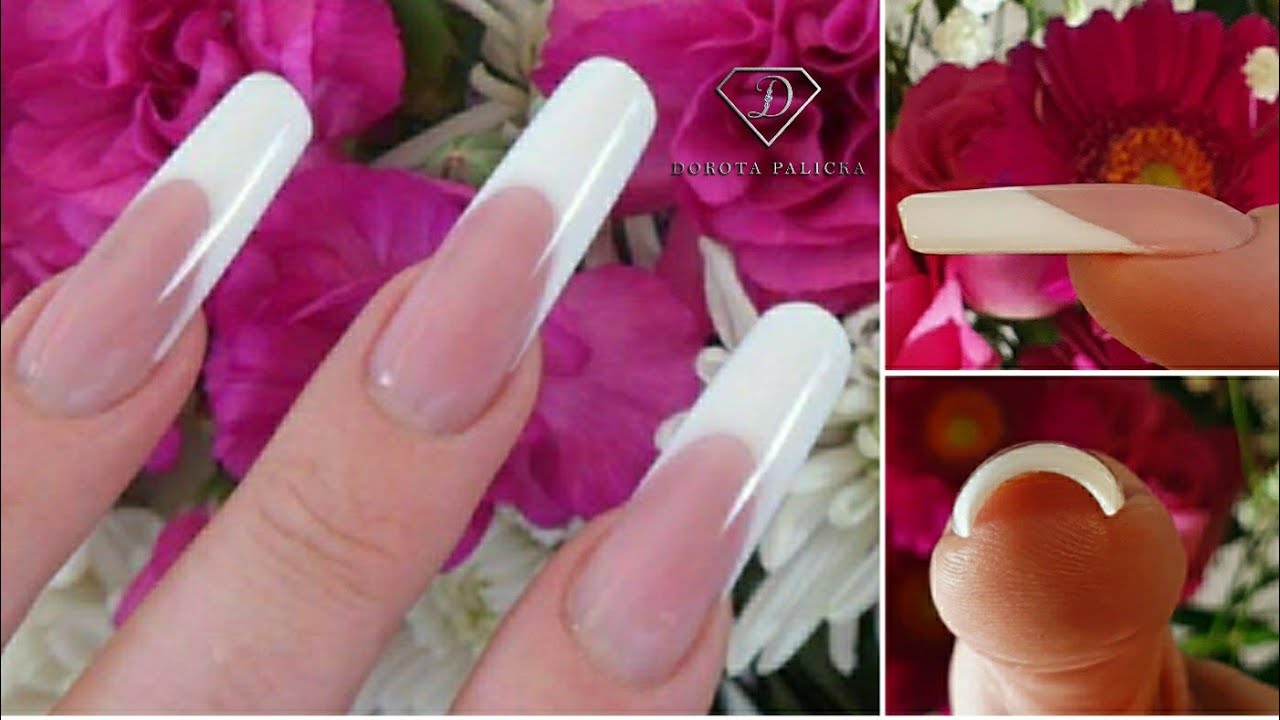 Classic French gel sculpted nails. How to do sculpted french nails wirh buldier gel