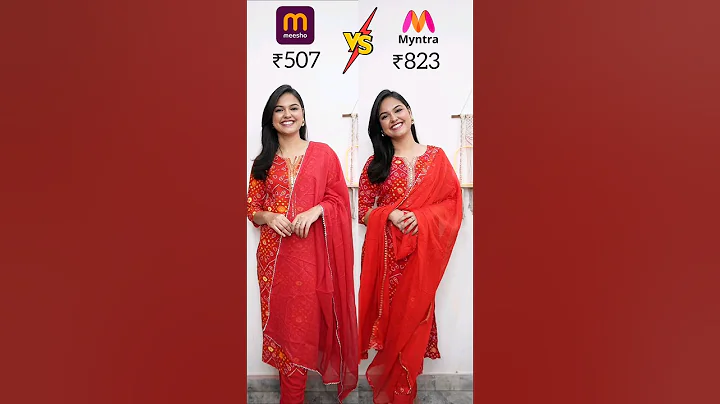 Meesho Vs Myntra Same Kurta Set Comparison 😲 Links are in community post 💖 #shorts #meeshovsmyntra