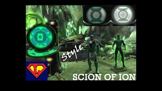 DCUO Scion Of Ion (a.k.a. Green Lantern) & showing Regular and Enhanced Emblems