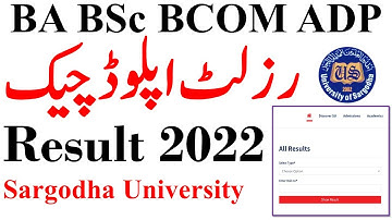 Sargodha University BA BSc ADP Result 2022 Announced Check Result 2022 UOS | ADP Result 2022 UOS