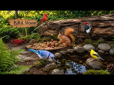 🔴 LIVE Backyard Birds & Squirrels 🌿 Cardinals, Blue Jays & Goldfinches, Nature Sounds, Cat TV, Sleep