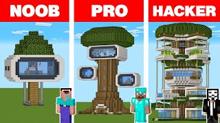 Minecraft NOOB vs PRO vs HACKER: MODERN TREE HOUSE BUILD CHALLENGE / Animation