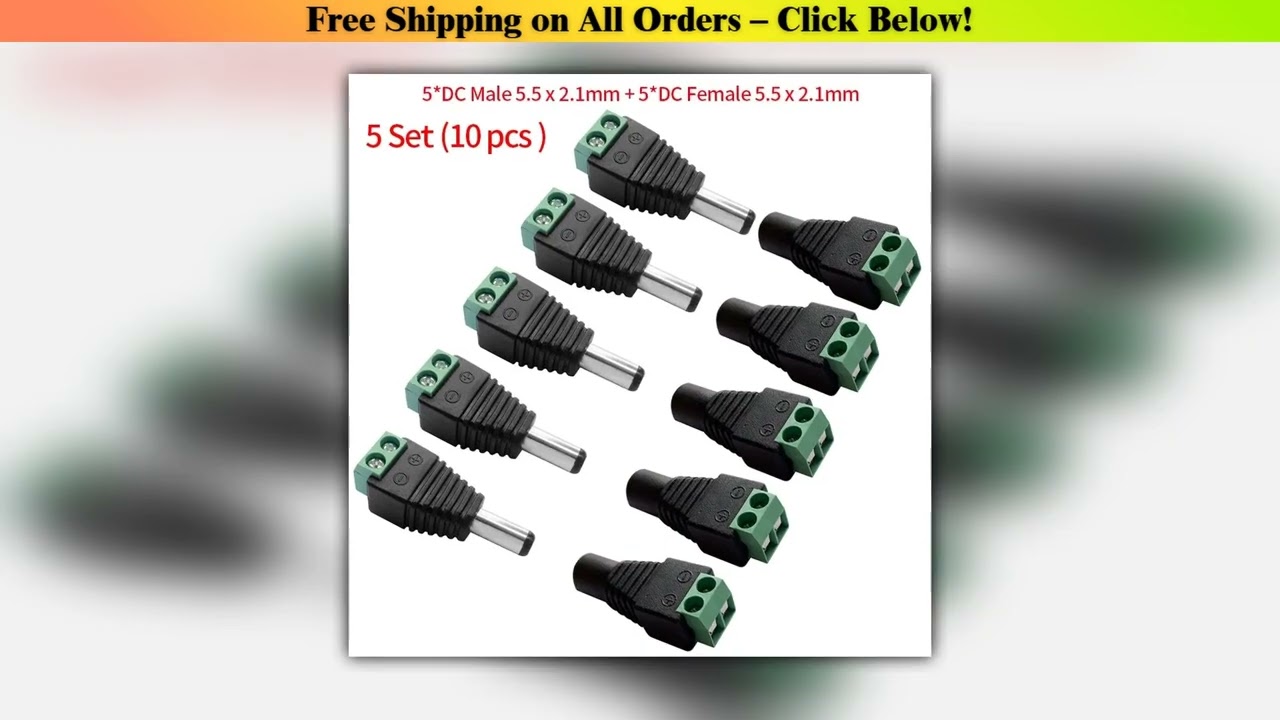5pairs Female and Male DC Connectors 55x21mm Power Plug Adapter Jacks Sockets Connector For Single