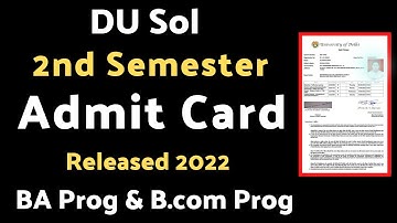 Du Sol 2nd Semester BA Prog & B.com Prog Admit Card Released 2022