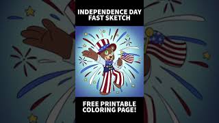 INDEPENDENCE DAY, FAST SKETCH VIDEO | 4TH OF JULY FREE PRINTABLE COLORING PAGE