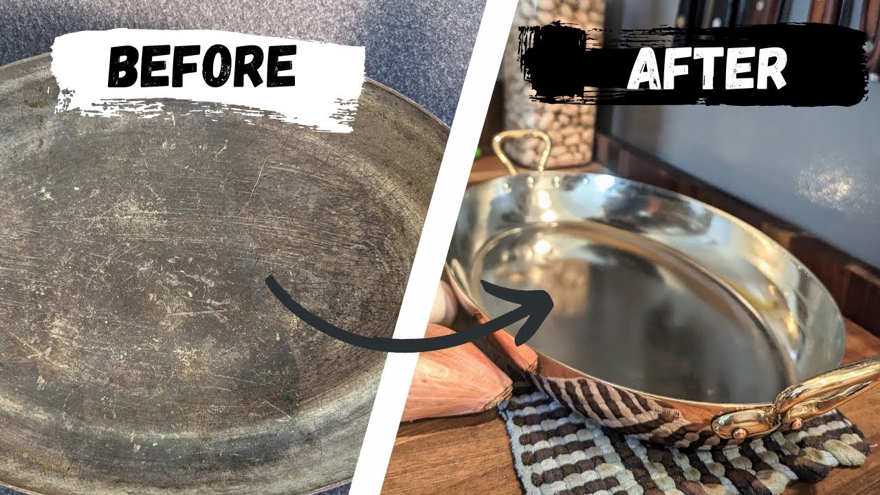 Restoring a vintage French copper skillet using the traditional method,  hand-wiping molten tin. This produces a naturally stick-resistant cooking  surface that's typically good for a couple decades of regular use before it