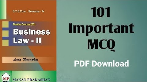 Important MCQ For Business Law 2 SEM 4 SY bcom // SY bcom sem 4 Business law 2 MCQ Pdf Download