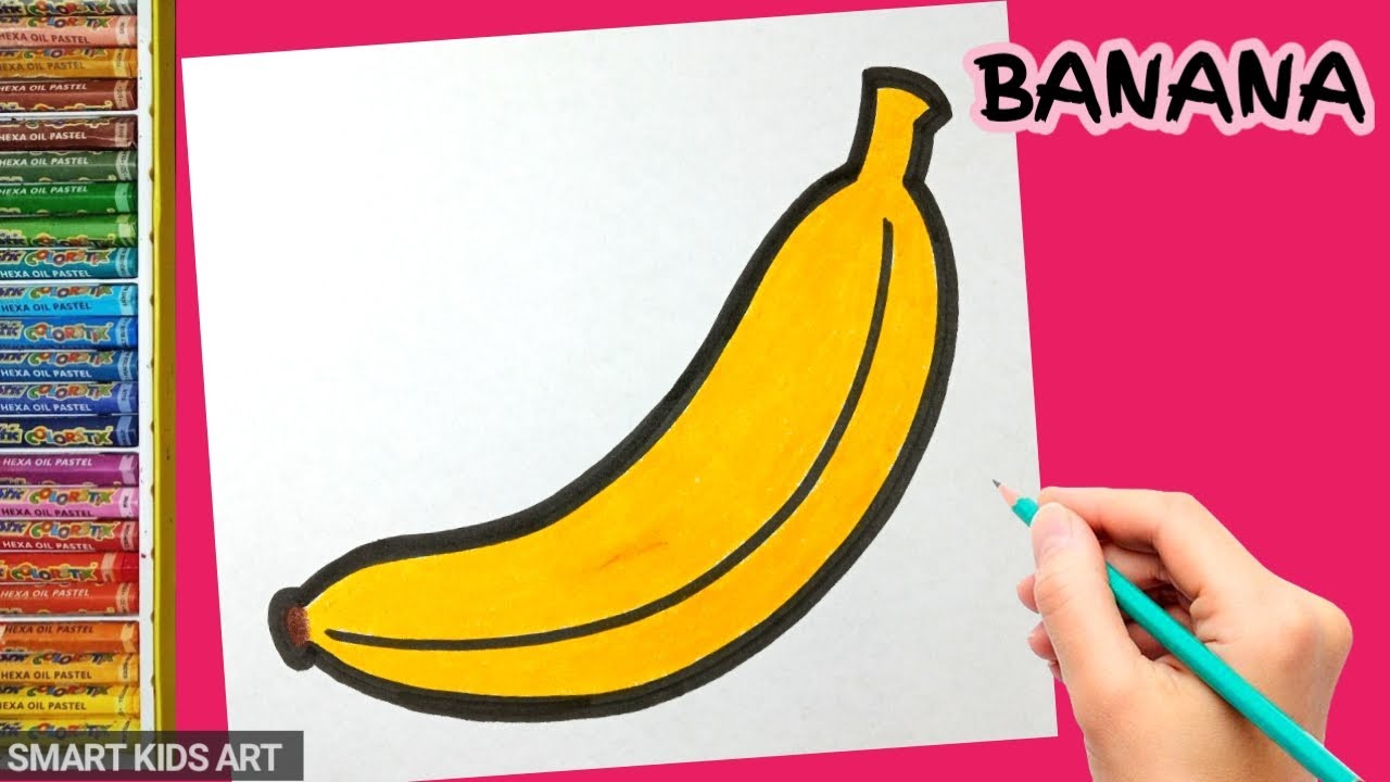 How to draw a banana step by step with this how-to video and step-by-step  drawing instructions. Fruits drawing an… | Fruits drawing, Easy drawings,  Drawing for kids