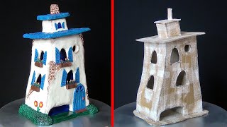 DIY Tea House using Cardboard and Lipka | Miniature house from Lipka | Brick fairy house