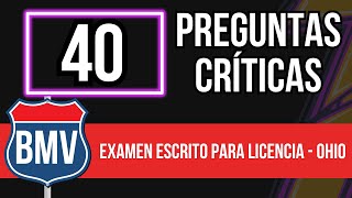 BMV Examen Escrito Para Licencia De Conducir En Ohio (40 Preguntas Críticas)