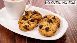 Choco Chip Cookies In Cooker - Eggless Chocolate Biscuits Without Oven - CookingShooking Recipe