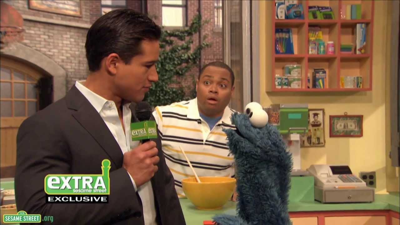 Sesame Street Mario Lopez and Cookie Monster in "Me Am What Me Am