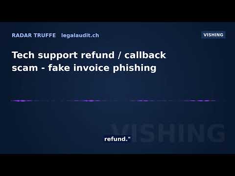 Tech support refund / callback scam — fake invoice phishing