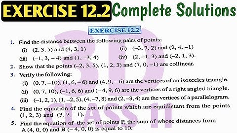 NCERT Class 11 Maths Exercise 12.2 Complete Solution | Three Dimensional | 3D | By MK Raza