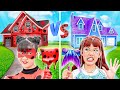 One colored house challenge ladybug vs mermaid  stories about baby doll family