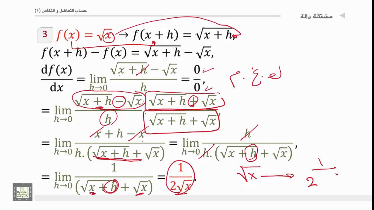 حساب التفاضل والتكامل - الوحدة 4 : مشتقة دالة - 2 - Derivative of Function
