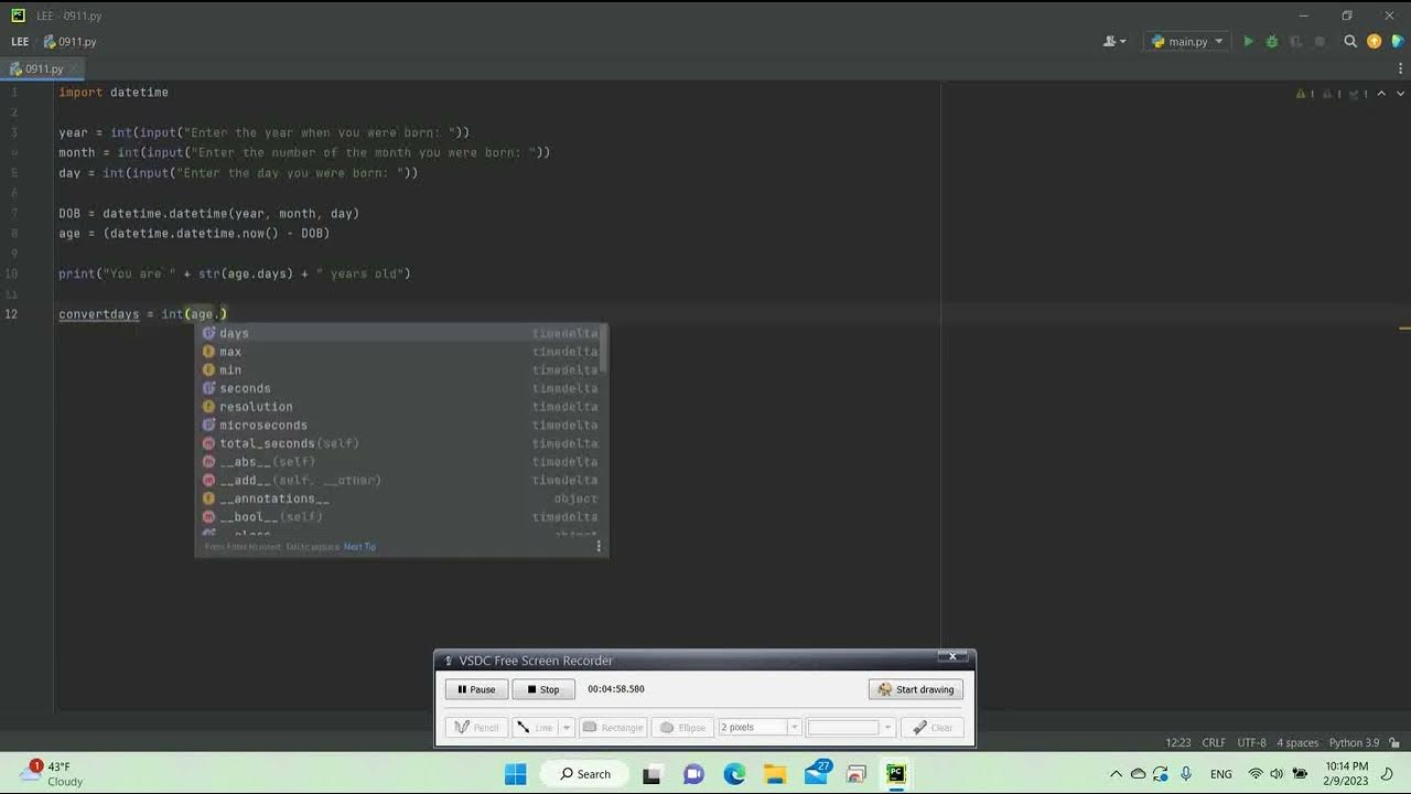 Age calculator in Python #paython #coding #codinglife - YouTube