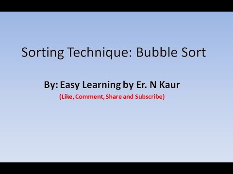 Bubble Sort :Sorting Technique Explained with an example || Easy ...