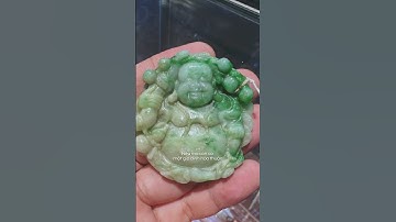 Mặt dây cẩm thạch thiên nhiên loại A điêu khắc Phật Di Lạc