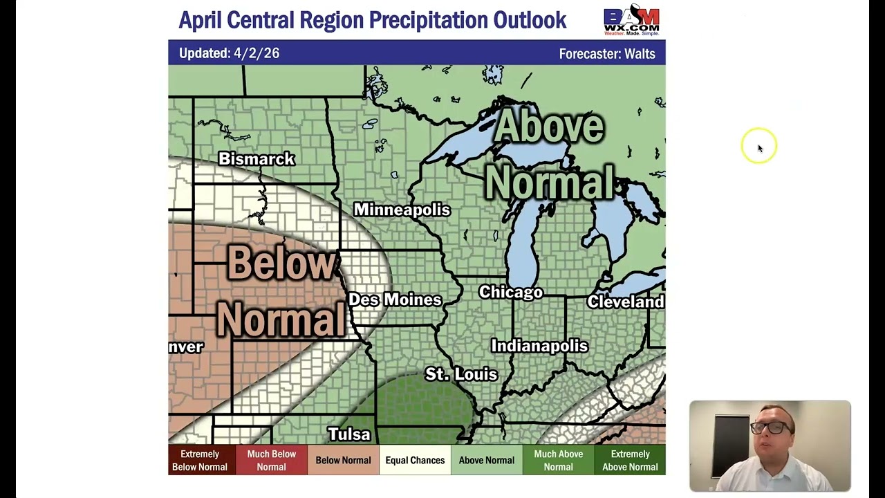 Central region April temperature and precipitation outlook 2026