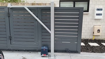 Automatic aluminium slat sliding gate with pedestrian,automation system made in Italy