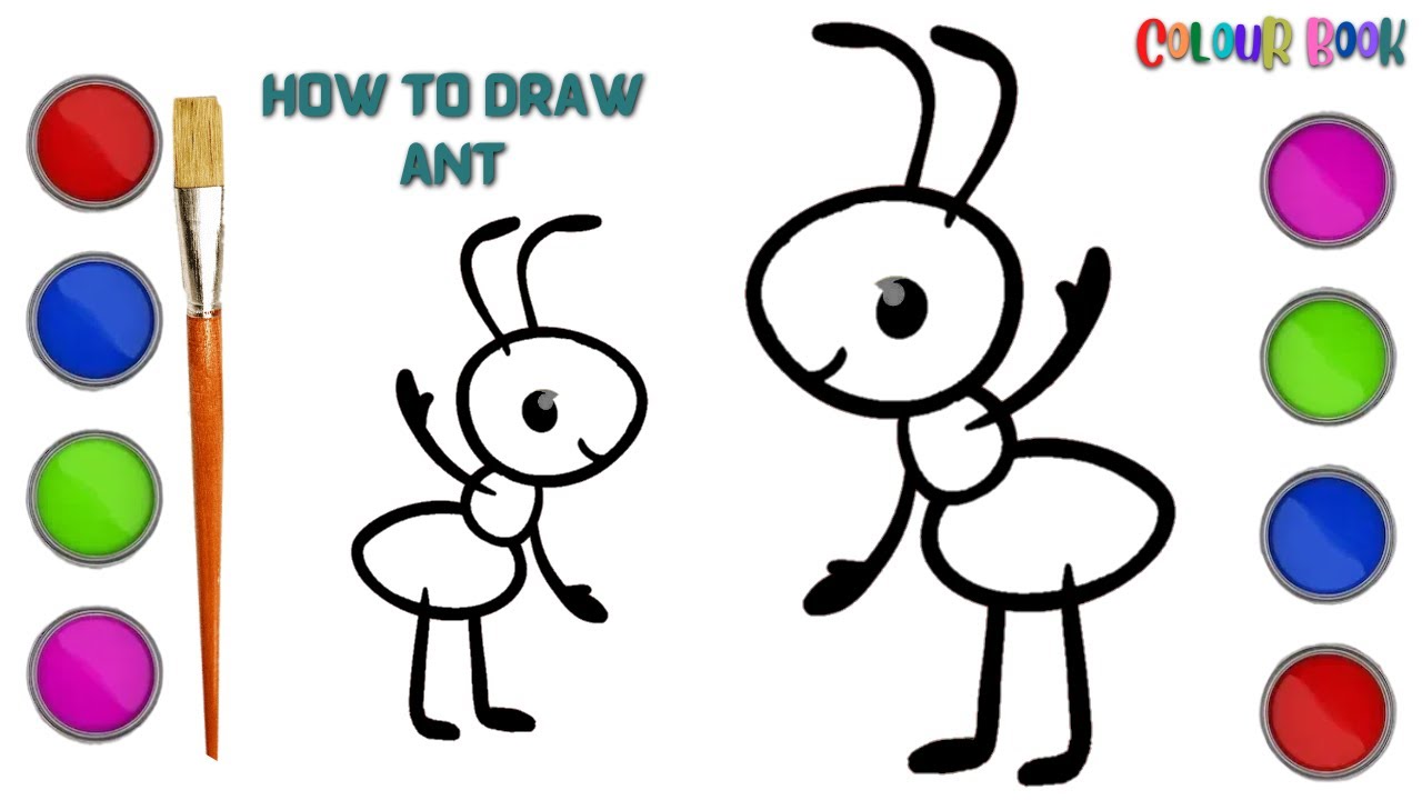 How To Draw Ant | draw Ant | simple ant drawing | चींटी का चित्र कैसे बनाये | Colour Book | #68 ...
