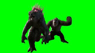 Godzilla And Kong Running Green Screen