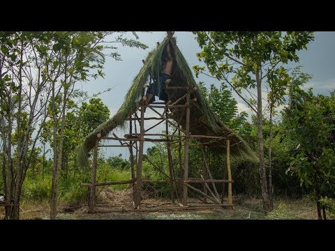 Primitive Technology | Building An Amazing Frame Hut | Smart Boy
