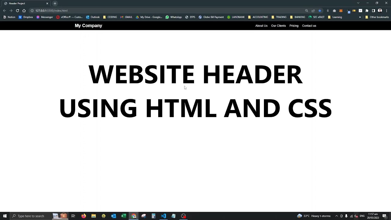 Web Development for Beginners like me - Lesson 1: Website Header using ...