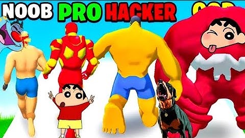 NOOB VS PRO VS HACKER VS GOD IN UPGRADE RUN 3D WITH SHINCHAN & CHOP