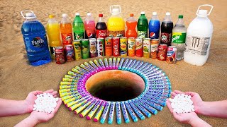 Lipton, Mirinda , Twister, Lavie, Fanta , Coca and Many Other Sodas vs Mentos in Underground