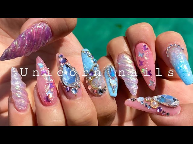 (ENG)폼지 없이도 연장 할 수 있어요! 세상블링한 유니콘 네일 셀프네일 unicorn nails