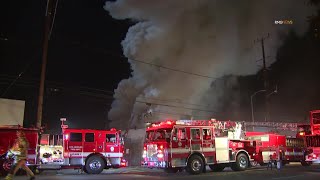 Pico Union: LAFD battle a greater alarm structure fire at a commercial building at 1659 W ...