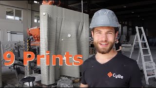 Robotic Arm 3D Printing Wall Elements 2.5m/~8ft High [CyBe]