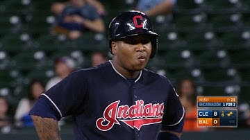 CLE@BAL: Ramirez slugs two doubles and a triple