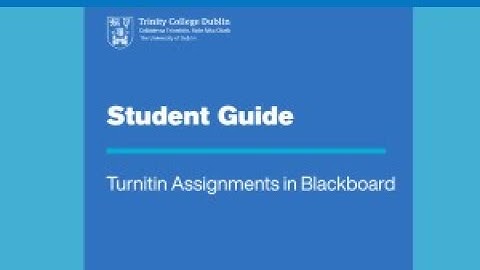Student Guide: Turnitin Assignments in Blackboard | IT Services (Trinity College Dublin)