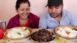 Chicken Liver With Rice Mukbang | कुखुराको कलेजो | Food N Fun Nepal | Nepali Couple Food Mukbang |