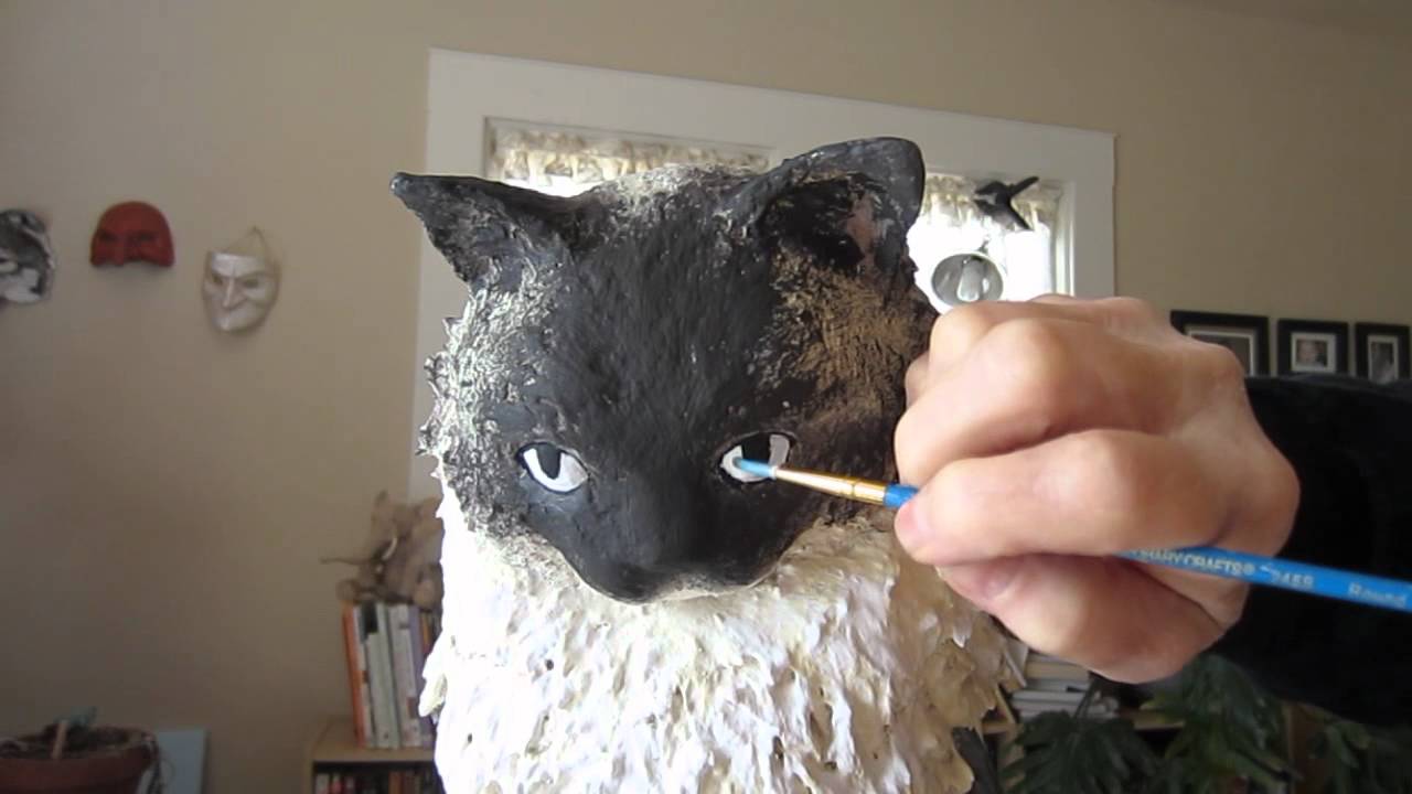 How To Paint A Paper Mache Cat Paper Mache Paper Mache Sculpture Paper Mache Art