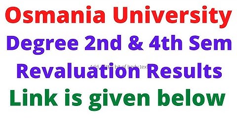 OU degree 2nd & 4th Sem Revaluation Results Released