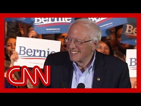 Watch Sanders' reaction to projected win in Nevada