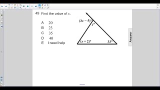Geometry Triangles Exterior Angle Theorem Pt 4 Q49