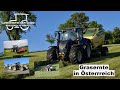 1 Schnitt Grasernte 2022 | Mähen, Schwaden, Rundballenpressen und wickeln | Valtra | Krone | Traktor
