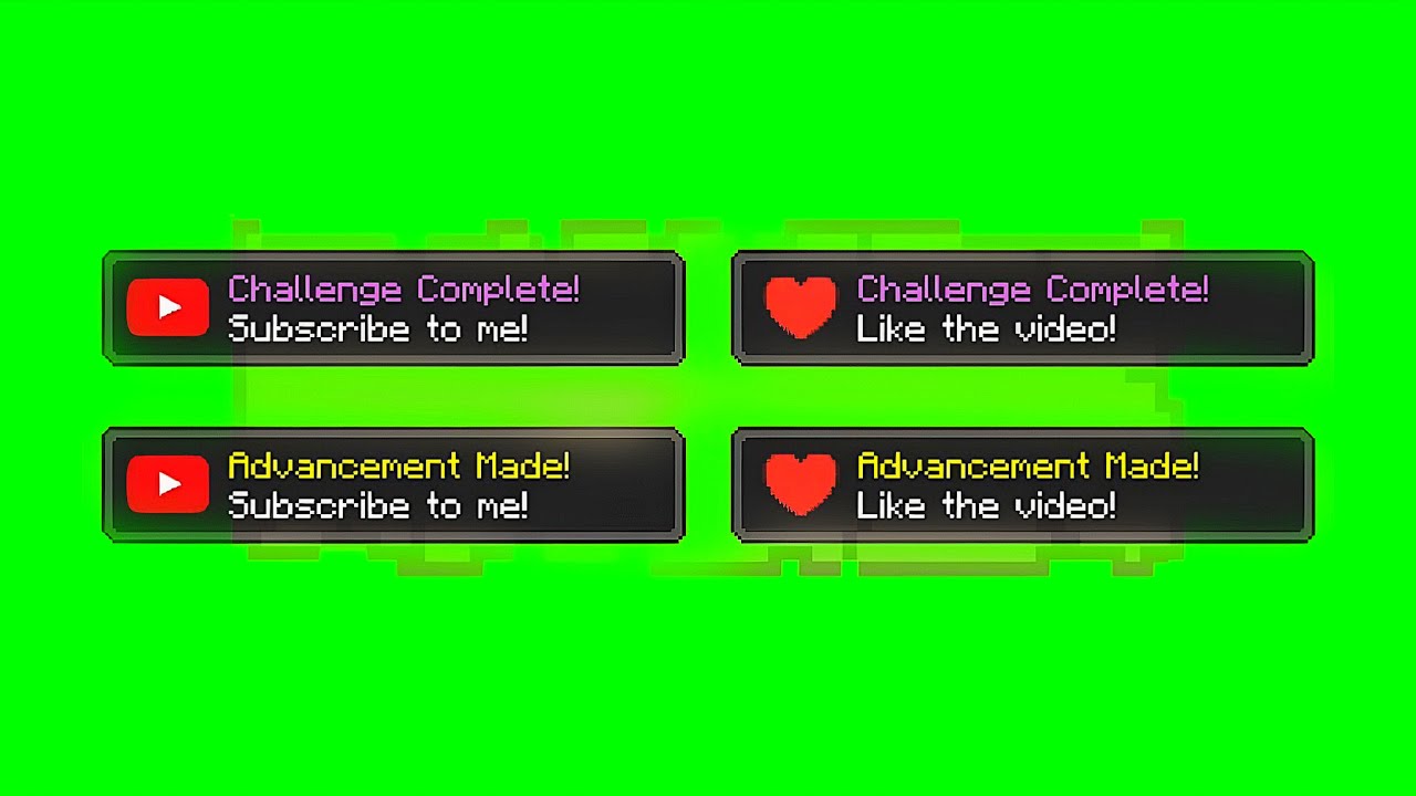 Green Screen Minecraft Advancement Subscribe Animations_ Free to use ...
