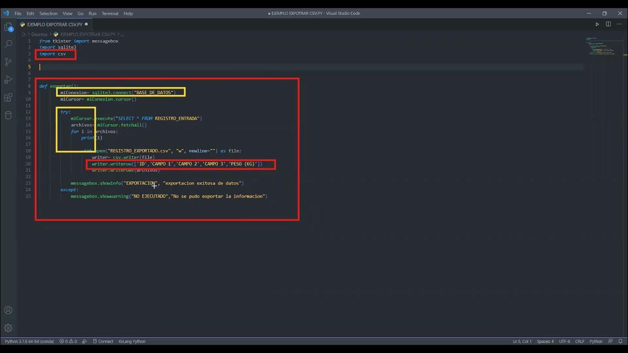 EXPORTAR ARCHIVOS CSV CON PYTHON - YouTube