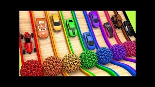 Assembling Slide Learn Colors with Mcqueen Assembly Tires with Street Vehicle Surprise Egg for kids