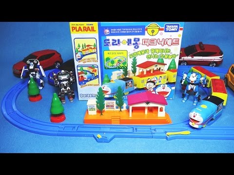 또봇 태우기 도라에몽 피크닉 세트 기차 장난감 동영상 Doraemon Train&Tobot Toys - Youtube