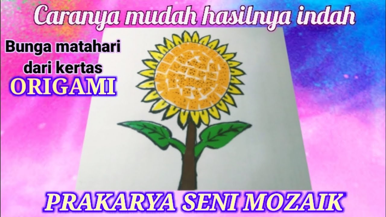  Cara  membuat  mozaik dari  kertas  origami gambar bunga  